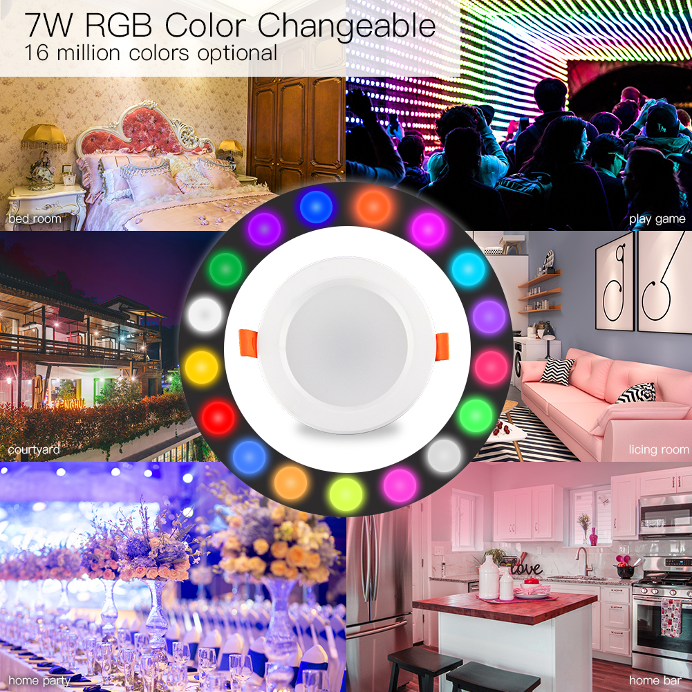 WiFi Smart LED Downlight Dimming Round Spot Light  7W RGB Color Changing 2700K-6500K Warm Cool light Work with Alexa Google Home