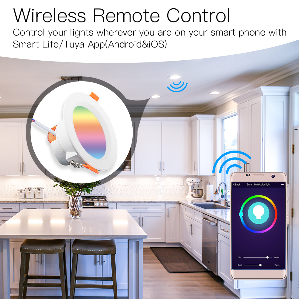 WiFi Smart LED Downlight Dimming Round Spot Light  7W RGB Color Changing 2700K-6500K Warm Cool light Work with Alexa Google Home