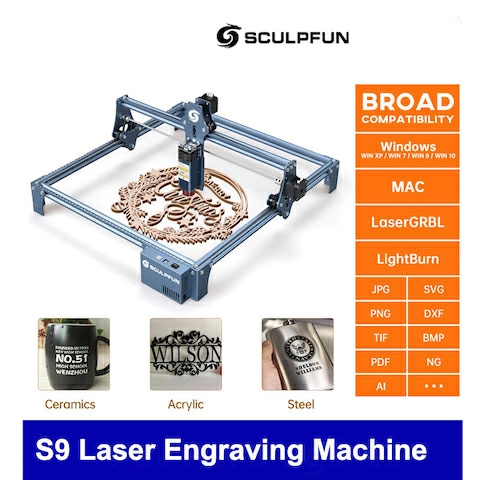 SCULPFUN S9 90W Laser Engraving Machine Ultra-thin Laser Beam Shaping Technology Wood Acrylic Laser Engraver410x420mm Size