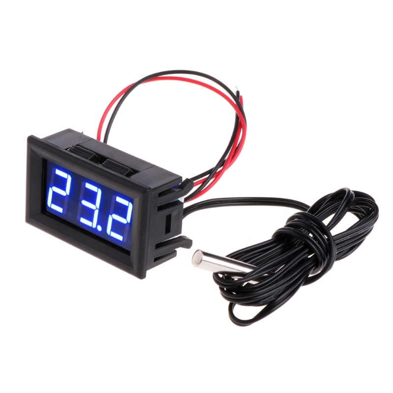 DC 12V Mini Digital LED Thermometer for Car Temperature Monitor Panel Meter Measuring Range -50-110C with Temperature Probe
