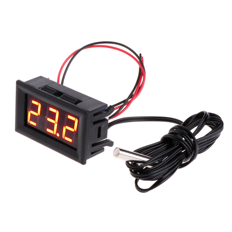 DC 12V Mini Digital LED Thermometer for Car Temperature Monitor Panel Meter Measuring Range -50-110C with Temperature Probe