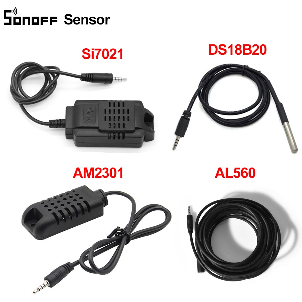 Itead SONOFF Sensor Si7021 AM2301 Temperature Humidity Sensor DS18B20 Sensor With 5M Extension Cable AL560 For Sonoff TH10/TH16