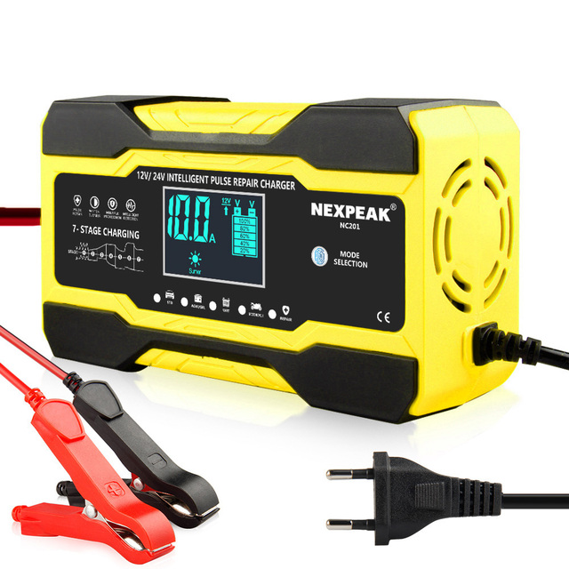 Automatic Battery-chargers Digital LCD Display 12V-24V 10A Car Battery Chargers Power Puls Repair Chargers Wet Dry Lead Acid
