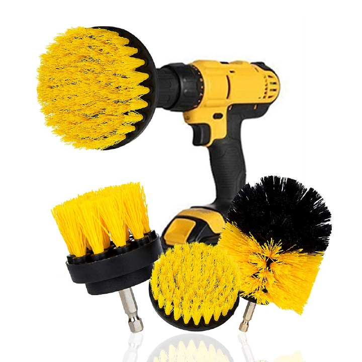 3Pcs/Set 4Pcs/Set Electric Scrubber Brush Drill Brush Kit Plastic Round Cleaning Brush For Carpet Glass Car Tires Nylon Brushes 2/3.5/4''