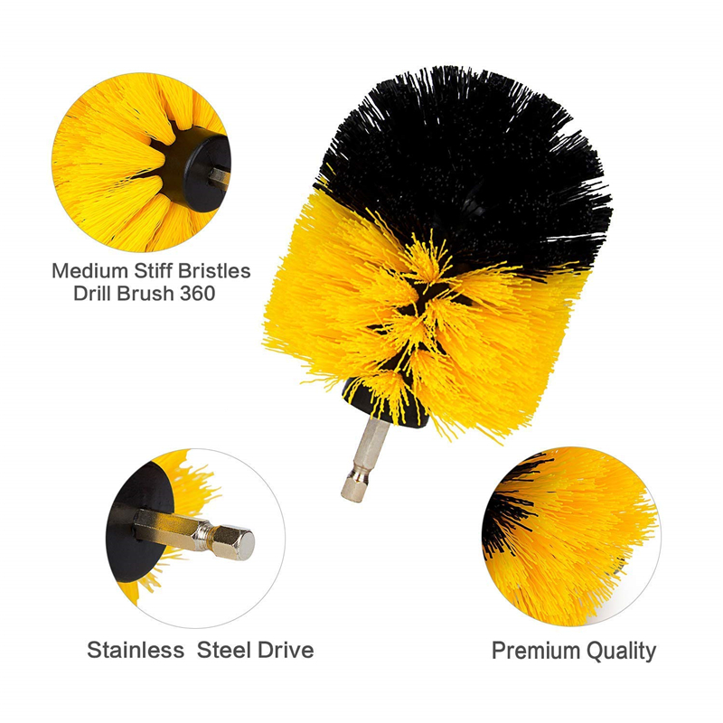 3Pcs/Set 4Pcs/Set Electric Scrubber Brush Drill Brush Kit Plastic Round Cleaning Brush For Carpet Glass Car Tires Nylon Brushes 2/3.5/4''