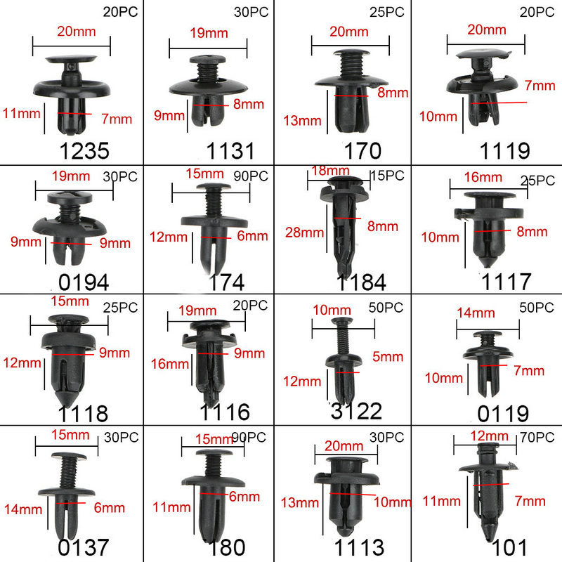 620pcs/Box Car Fastener Clips Mixed Auto Fasteners Door Trim Panel Auto Bumper Rivet Retainer Push Engine Cover Fender