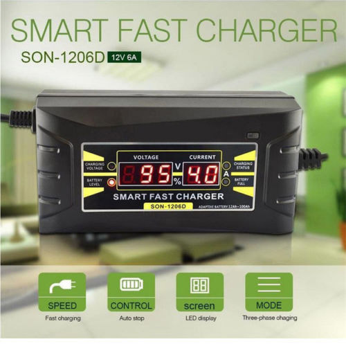 12V 6A EU/US 110-240V AC Input Automatic Smart Battery Charger Maintainer Desulfator for Lead Acid Batteries Car Battery Charger