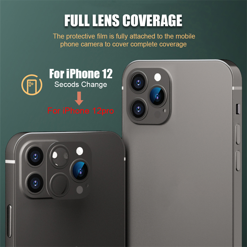 Modified Camera Lens Sticker Seconds Change For iPhone 12 to 12 PRO Back Film Phone Titanium Alloy Fake Camera Protector Cover