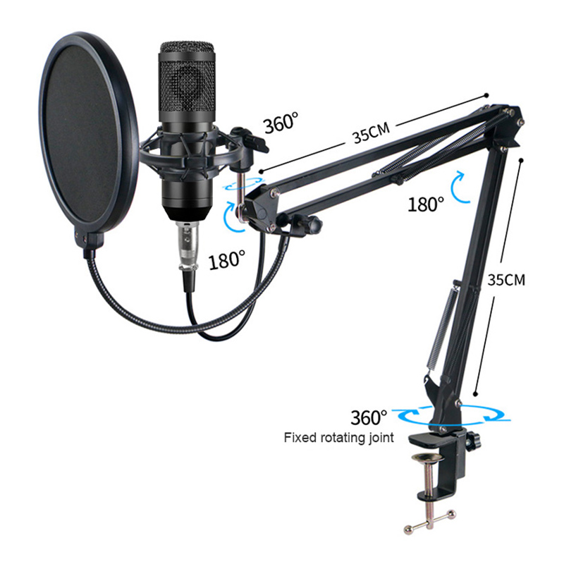 Microphone and Professional Audio V8 Sound Card Set BM800 Mic Studio Condenser Microphones for Karaoke Podcast Recording Live Streaming