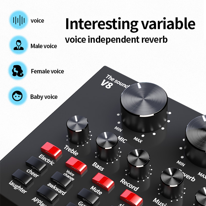Microphone and Professional Audio V8 Sound Card Set BM800 Mic Studio Condenser Microphones for Karaoke Podcast Recording Live Streaming