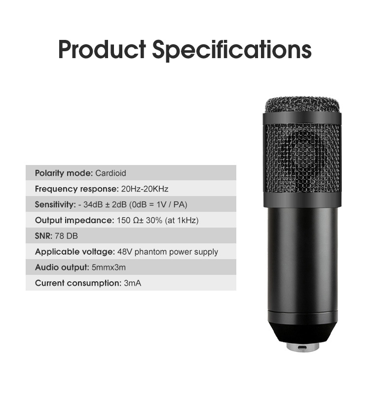Microphone and Professional Audio V8 Sound Card Set BM800 Mic Studio Condenser Microphones for Karaoke Podcast Recording Live Streaming