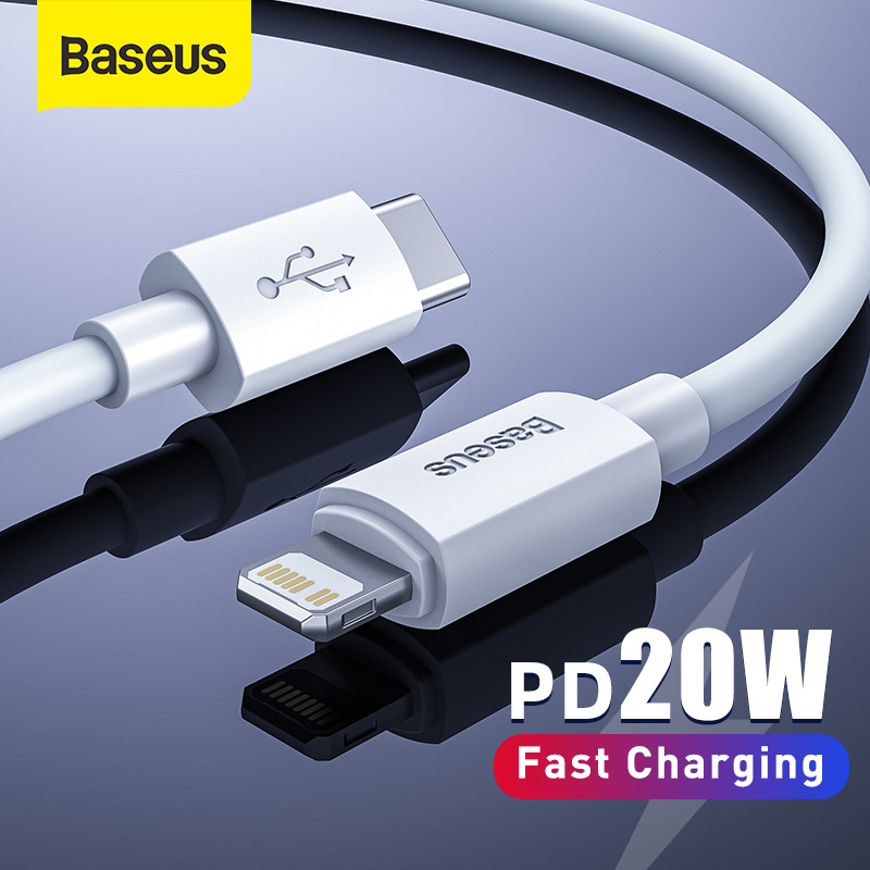 Baseus USB C Cable for iPhone 12 11 20W PD Fast Charge USB C to Lighting Cable for iPhone 8 Xr Charger Data USB Type C Cable