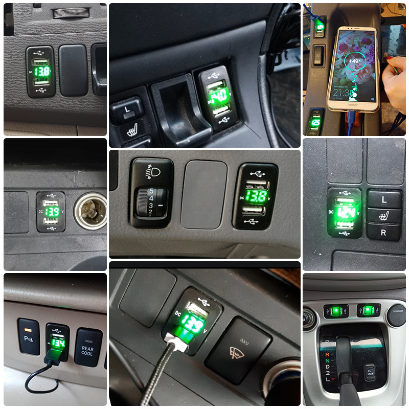 Quick Charge Car Charger Dual USB Interface Socket Fast Car Charger Use for TOYOTA HONDA Suzuki Geely Emgrand with Harness