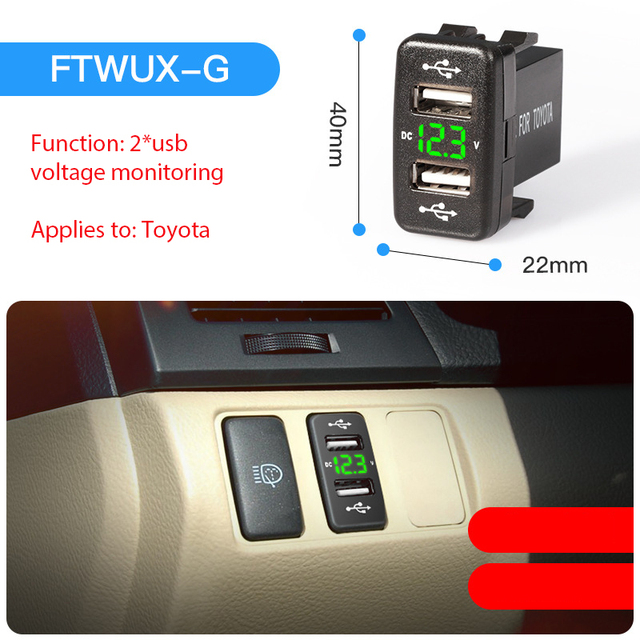 Quick Charge Car Charger Dual USB Interface Socket Fast Car Charger Use for TOYOTA HONDA Suzuki Geely Emgrand with Harness