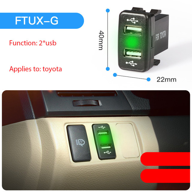 Quick Charge Car Charger Dual USB Interface Socket Fast Car Charger Use for TOYOTA HONDA Suzuki Geely Emgrand with Harness