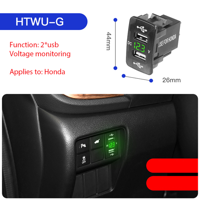 Quick Charge Car Charger Dual USB Interface Socket Fast Car Charger Use for TOYOTA HONDA Suzuki Geely Emgrand with Harness