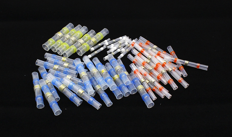 50pcs Waterproof Solder Seal Heat Shrink Butt Wire Connectors Terminals Electrical Copper with a Soldering Sleeve