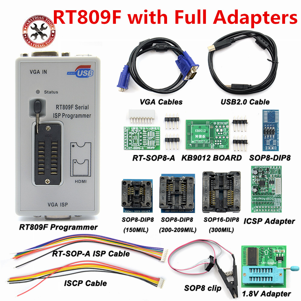 2021 Newst Original RT809F ISP Programmer/ RT809 lcd usb programmer Repair Tools 24-25-93 serise IC with Full adapters