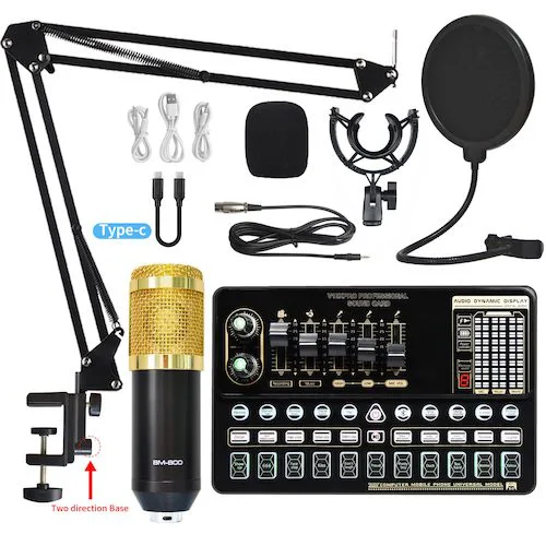 V10XPro Sound Card Studio Mixer Singing Noise Reduction Microphone Voice BM800 Live Broadcast Phone Computer Record V10X Pro