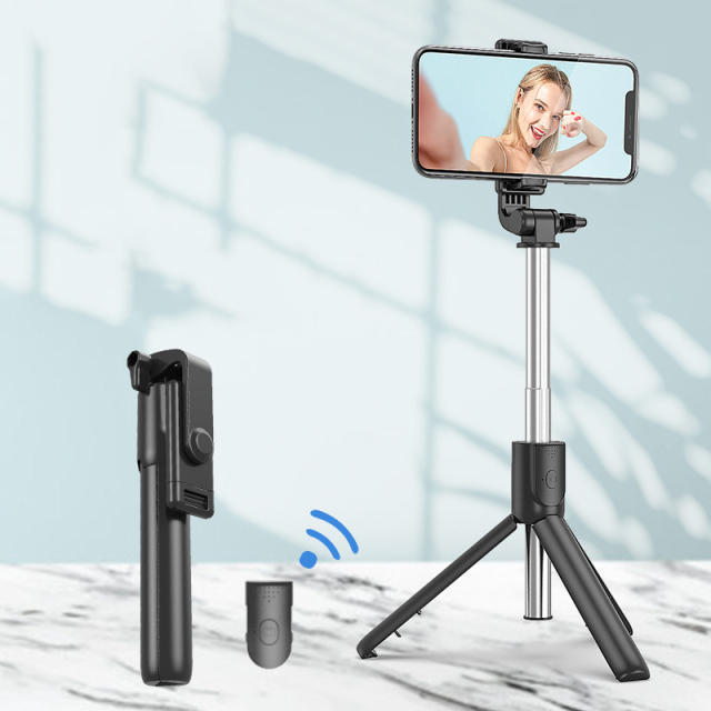 Wireless bluetooth selfie stick foldable mini tripod with fill light shutter remote control for IOS Android Smart phone