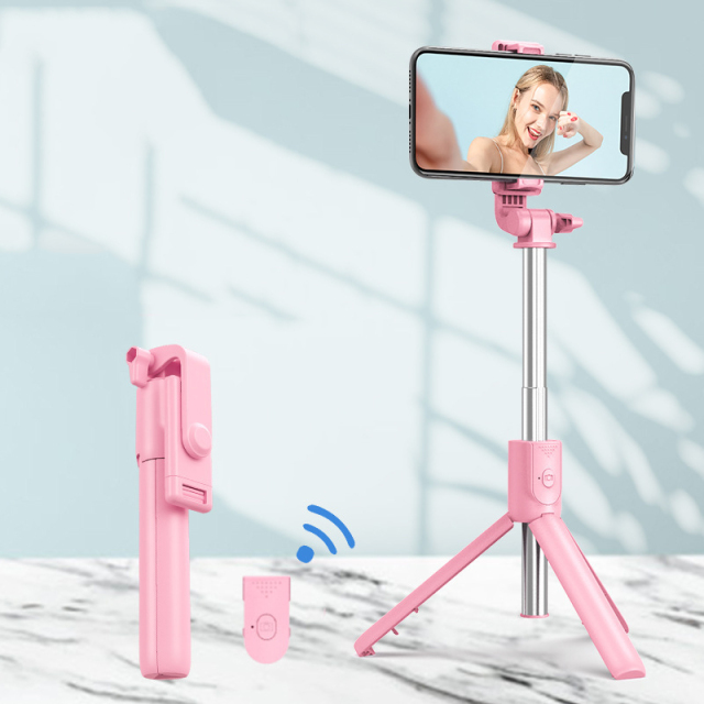 Wireless bluetooth selfie stick foldable mini tripod with fill light shutter remote control for IOS Android Smart phone