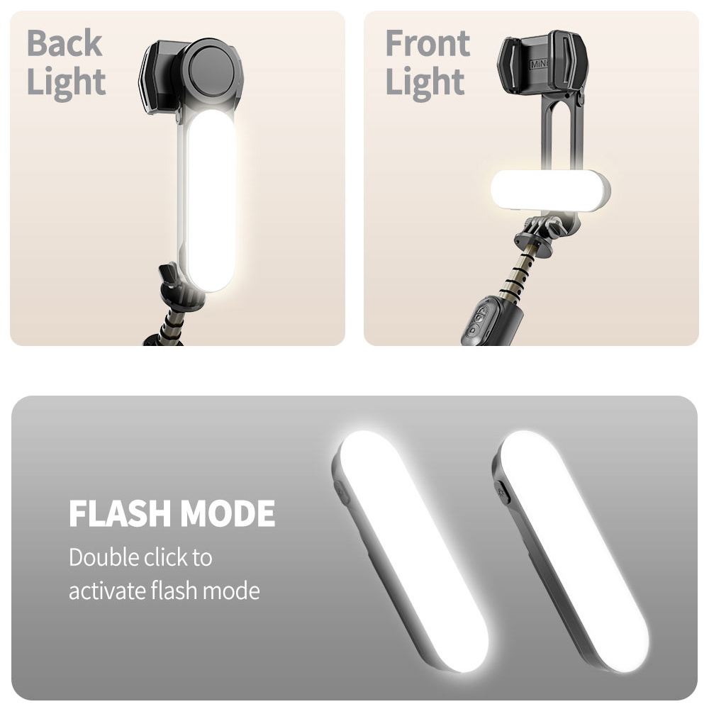 Handheld Gimbal Stabilizer Mini Selfie Stick Tripod with Light Wireless Remote Portable Telescopic Tripod for Phone Stand Holder