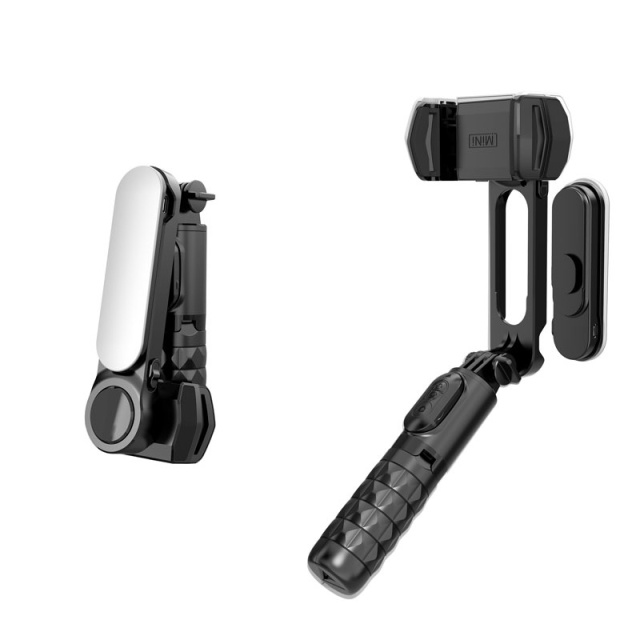 Handheld Gimbal Stabilizer Mini Selfie Stick Tripod with Light Wireless Remote Portable Telescopic Tripod for Phone Stand Holder
