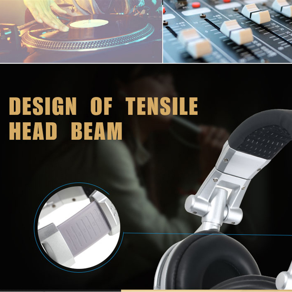 ST-80 Wired Stereo Headset Ergonomic Recording Stereo HiFi DJ Studio Monitor Headphone with 3.5mm Plug 50mm Driver Unit Earphone