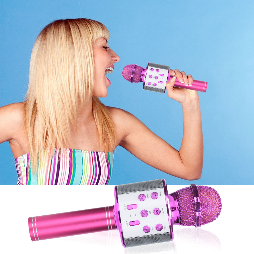 WS858 Portable Bluetooth Karaoke dj Microphone Wireless Professional Speaker Home KTV Handheld Microphone mikrofon