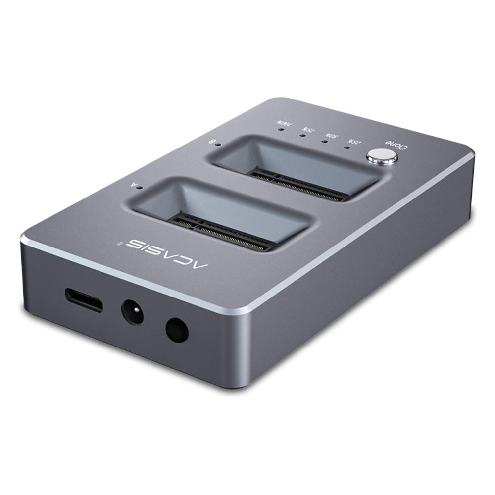 ACASIS NVMe Dual Bay Enclosure Clone Docking Station M.2 USB3.1 Gen2 Type C External Hard Disk Box for M2 SSD and M Key SSD