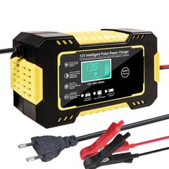 Car Battery Charger 12V Pulse Repair LCD Display Smart Lead-Acid Charger For Car and Motorcycle EU plug