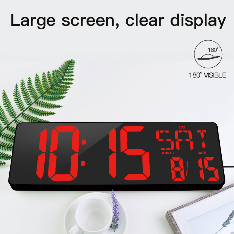 16.5 Inch LED Large Display Digital Wall Clock with Remote Control for home decor