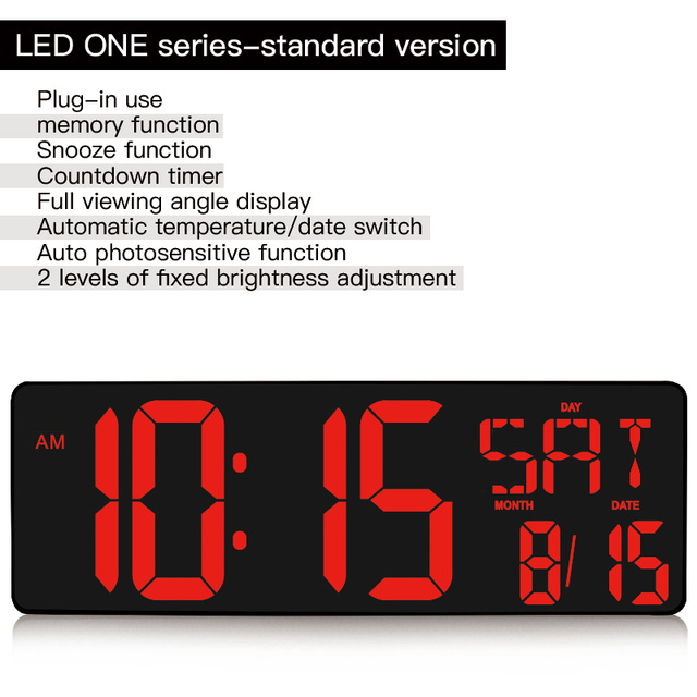16.5 Inch LED Large Display Digital Wall Clock with Remote Control for home decor