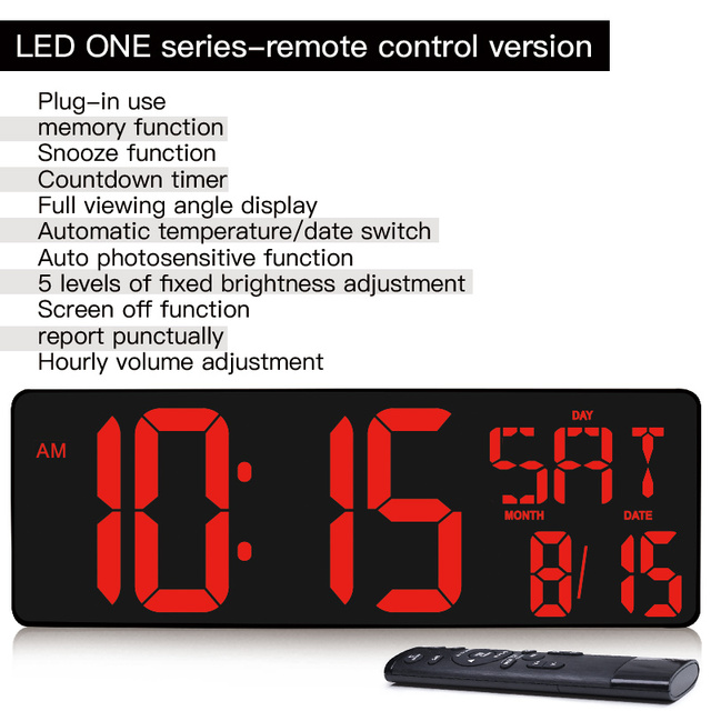 16.5 Inch LED Large Display Digital Wall Clock with Remote Control for home decor