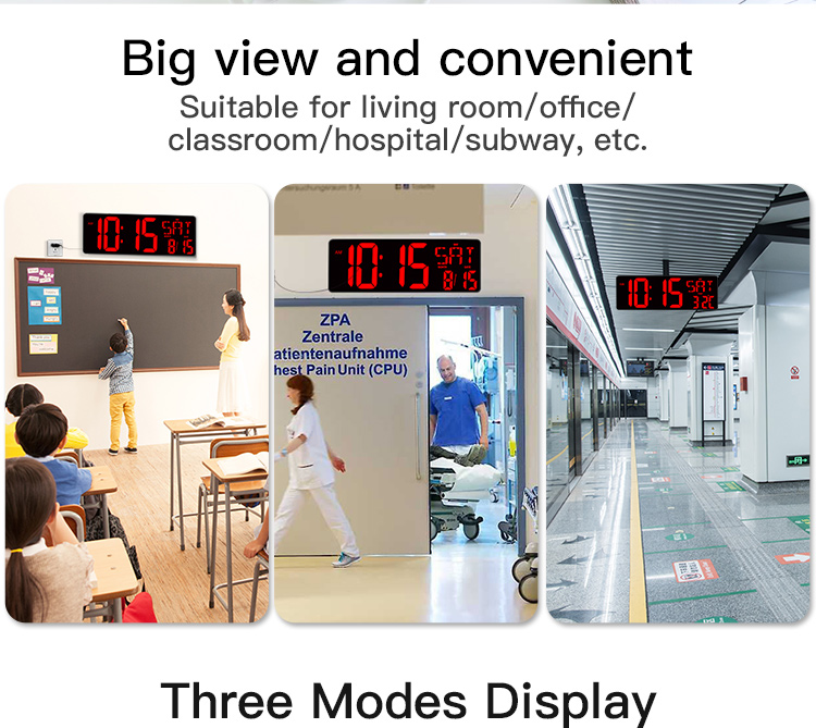 16.5 Inch LED Large Display Digital Wall Clock with Remote Control for home decor