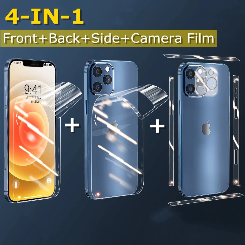 Full Hydrogel Film For iPhone 13 12 Pro Max 14 P Side Back Front Screen Protector Camera Lens Films For iPhone13 13pro Not Glass