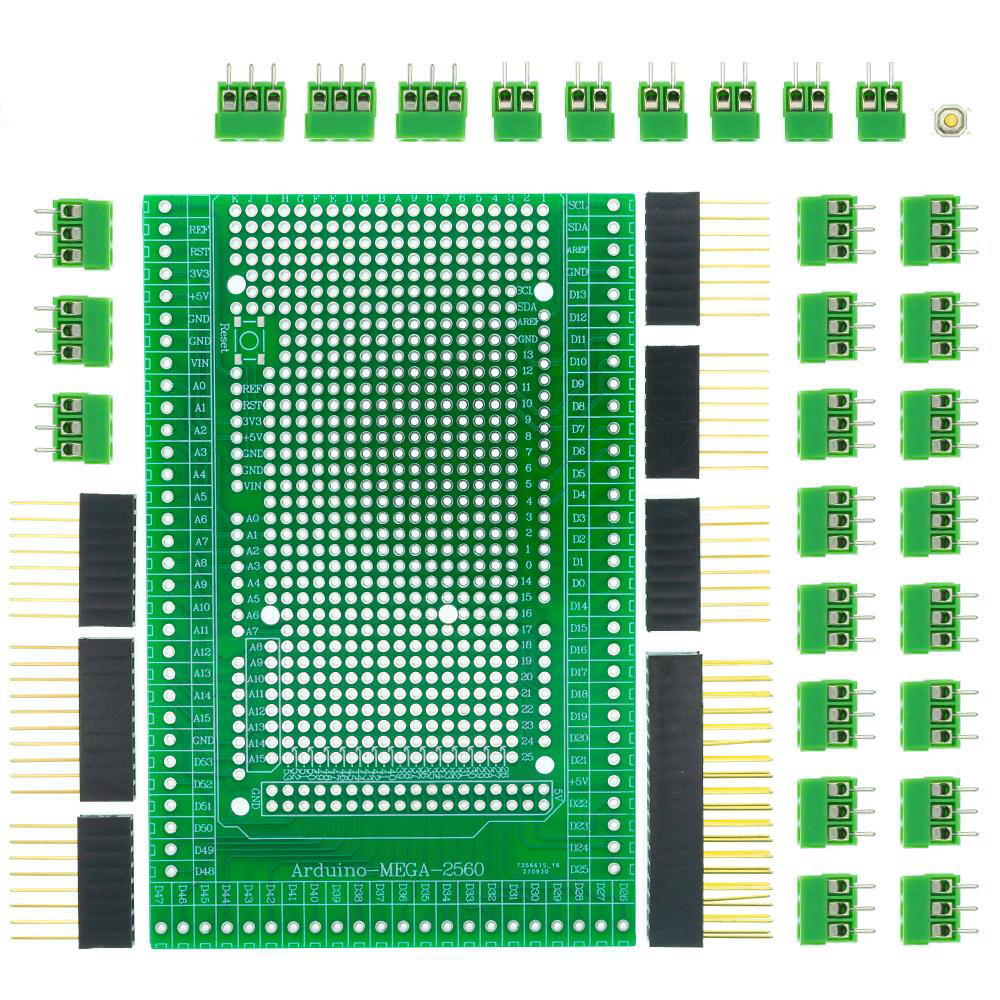 Compatible With MEGA2560 Double-side PCB Prototype Screw Terminal Block Shield Board Kit For Arduino Mega 2560 / Mega2560 R3
