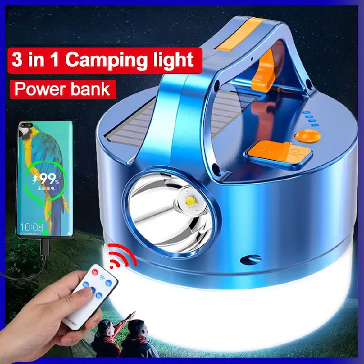 Portable Solar Power Camping Light USB Rechargeable Flashlight Tent Lamp Camp Lanterns Emergency for Outdoor