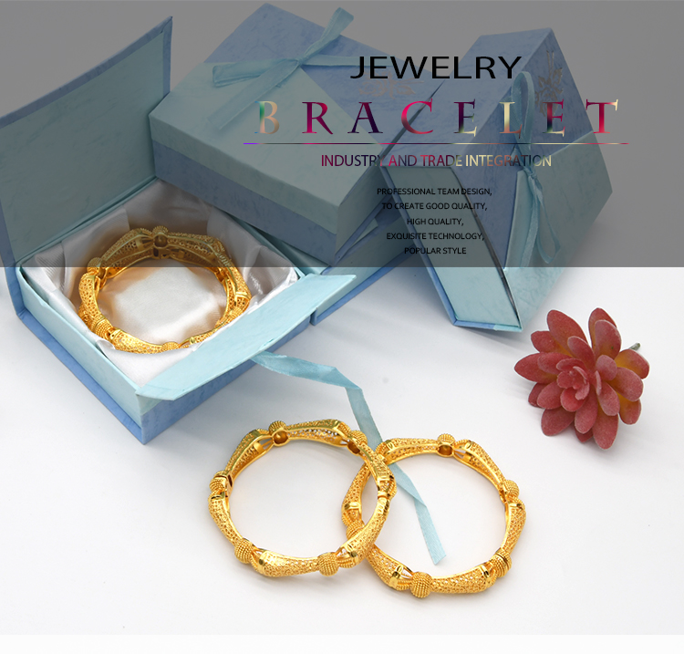 4pcs/Lot Indian Gold Color Bangles Charm Bracelets For Women African Jewelry Luxury Dubai Gold Plated Jewellery Wedding Gift