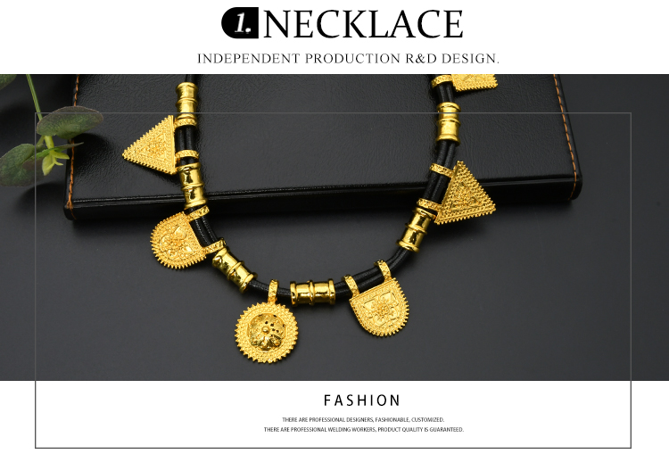 Female African Coin Jewelry Sets Nigerian Luxury Party Gift Dubai Gold Color Necklace Earrings Bracelet Ring Wedding Jewellery