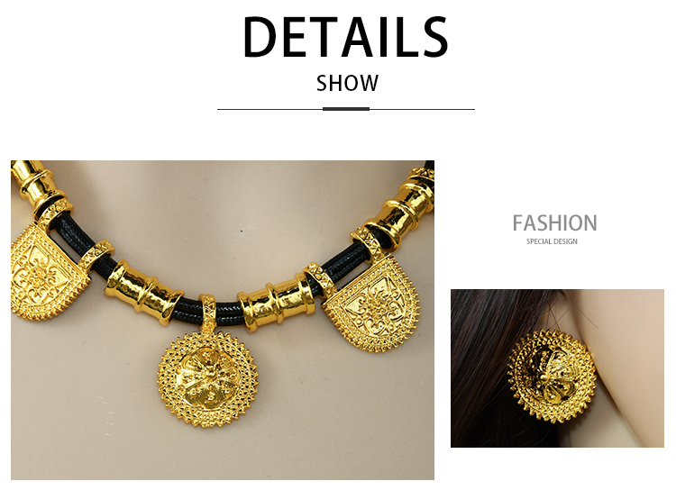 Female African Coin Jewelry Sets Nigerian Luxury Party Gift Dubai Gold Color Necklace Earrings Bracelet Ring Wedding Jewellery