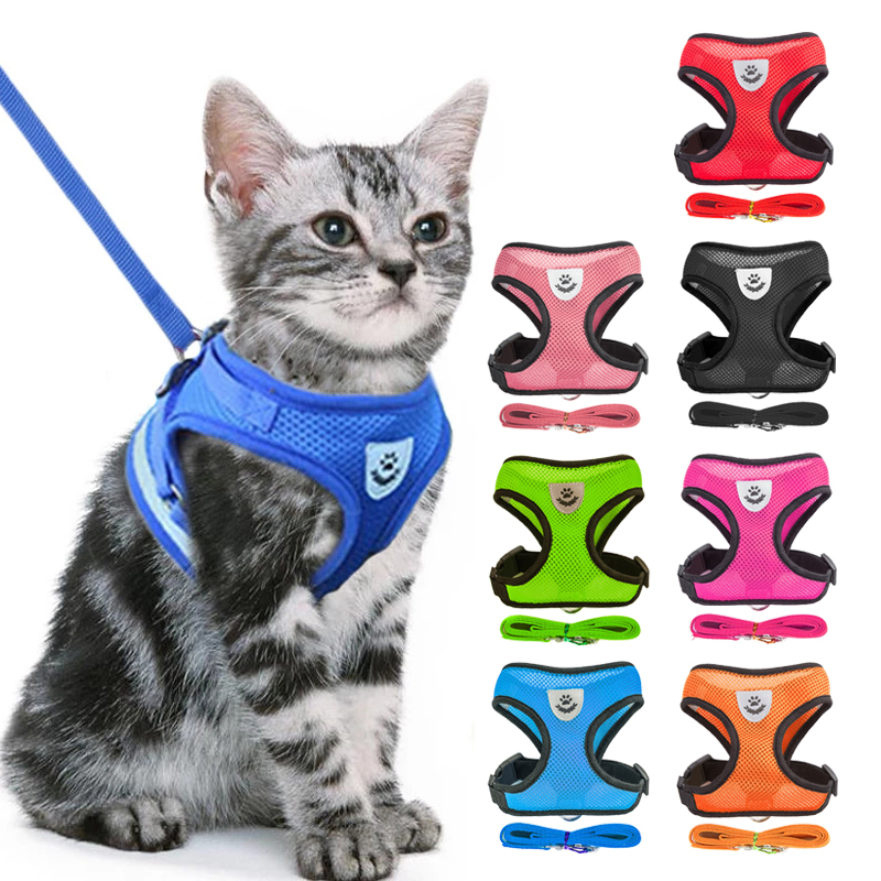 Cat Dog Harness Adjustable Vest Walking Lead Leash For Puppy Dogs Collar  Mesh Harness For Small Medium Dog Cat Pet Accessories