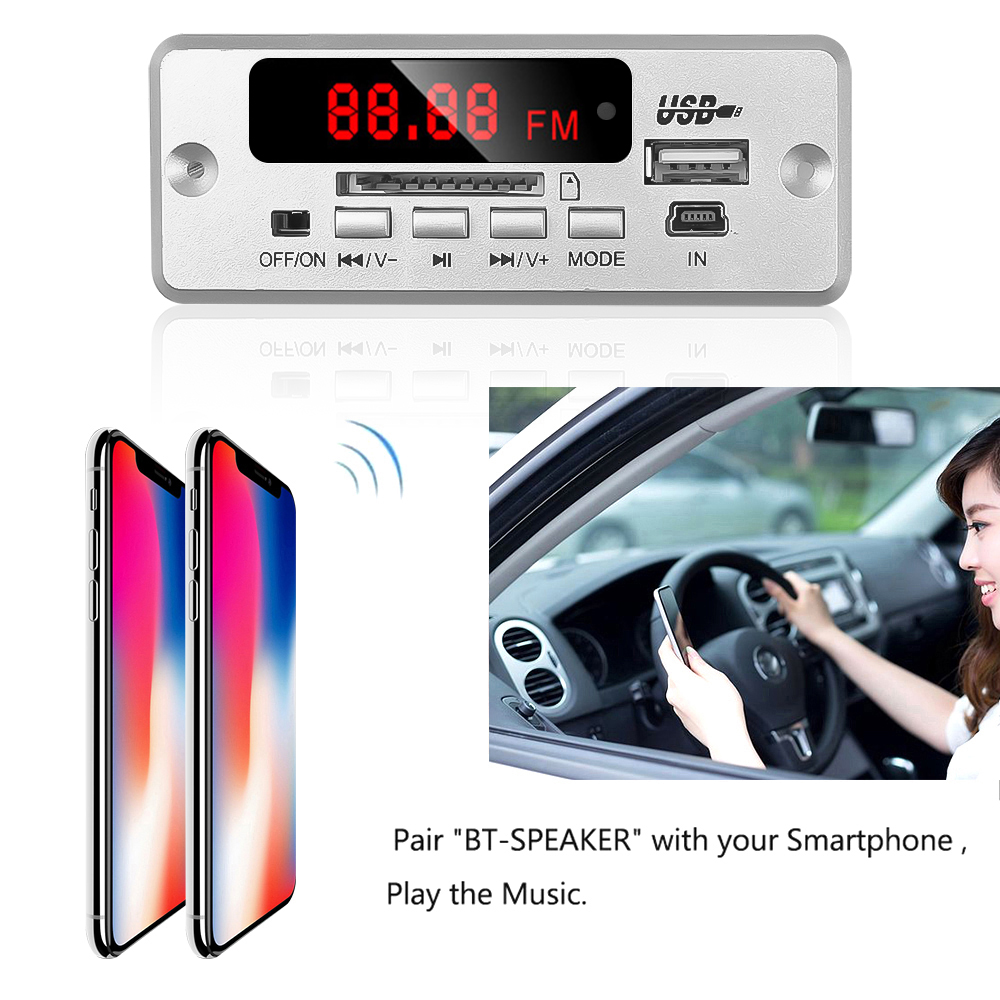 Bluetooth V5.0 MP3 Stereo Decoding Board Module Wireless USB MP3 Player TF Card Slot / USB / FM / Remote For Car Speaker Phone