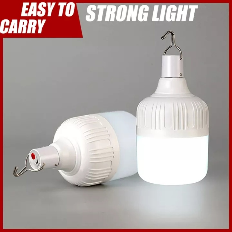 2pcs Outdoor Bulb USB Rechargeable LED Emergency Lights Portable Tent Lamp Battery Lantern BBQ Camping Light for Patio Porch Garden