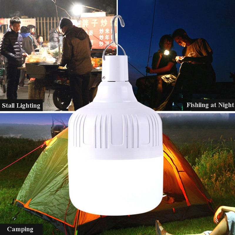 2pcs Outdoor Bulb USB Rechargeable LED Emergency Lights Portable Tent Lamp Battery Lantern BBQ Camping Light for Patio Porch Garden