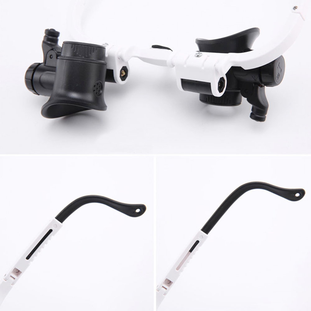 9892H-1 Head Mounted LED Lamp Acrylic Lenses Double Eye Glasses Magnifier Loupe