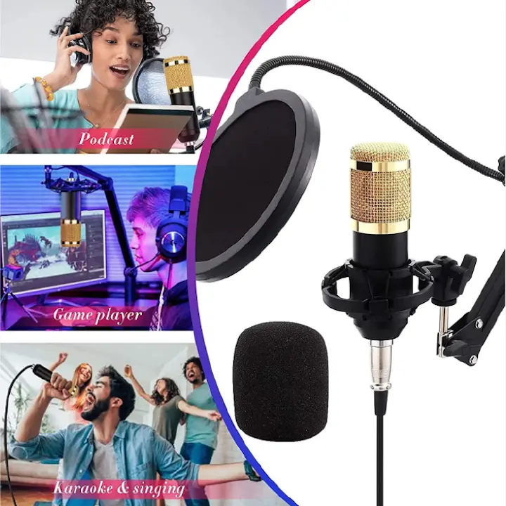 BM800 Studio Condenser Microphone Mic Professional Live Broadcast Suit With V8 Sound Card For Live Streaming Singing Recording