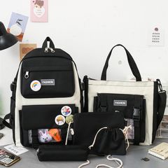 5Pcs/set Backpacks & Bookbags School bags Women's Bags Handbags Shoulder bag Messenger bag Pencil bag Coin Pocket Black 5pcs/set