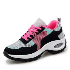 Big size Women's Shoes Sports shoes Women Athletic Thick bottom Boots High heels sneakers Breathable upper Climbing shoes rose red 38