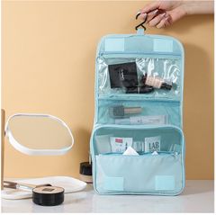 New arrivals Clamshell Cosmetic Bags Suspendable Washbag Multi-function Storage bag Waterproof Nylon Fabric Unisex Traveling Bag Make Up Organizer Storage Box Blue as picture
